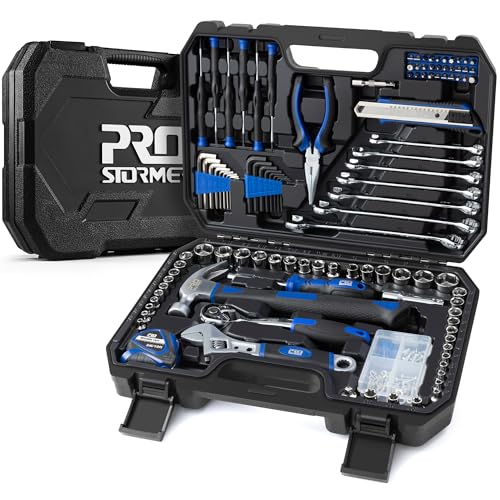 Prostormer 200-Piece Hand Tool Set, General Home and Auto Repair Kit | Assorted Tools with Portable Toolbox for Mechanical Repair, DIY, Home Maintenance