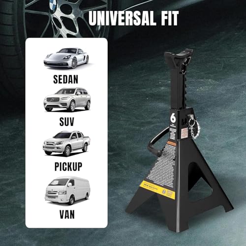 Big RED AT46002ABR Torin Double Locking Steel Jack Stands, 2 Pack, 6 Ton (12,000 lb), Black - color: Black, size: 6 ton, style: Double Locking
