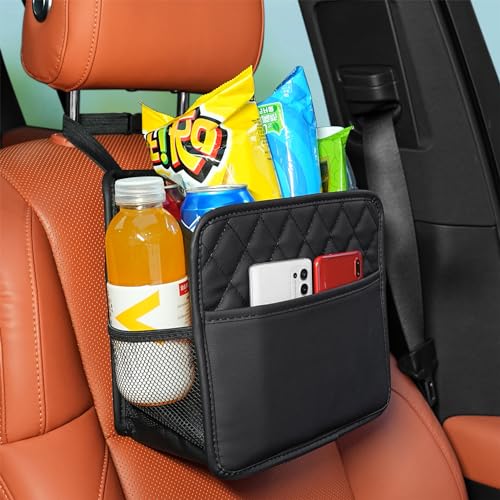 FrgKbTm 2Pack Car Seat Back Organizer, Waterproof Car Backseat Organizer with Cup Holders Large Capacity Hanging Car Storage Bag for Phones Documents Cups Bottle Travel Compatible with Most Vehicles - color: Black C x2