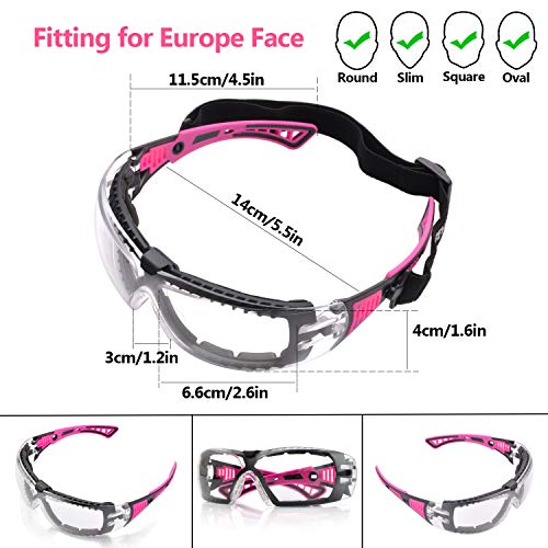 SAFEYEAR Women's Anti Fog Safety Goggles Glasses with HD Anti Scratch Resistant Lenses Work Goggles for Nurse Eye Protection - color: Purple