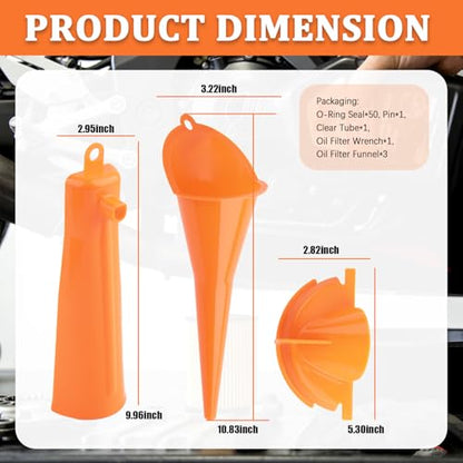 Compatible with Harley Oil Change Kit,Multi-Function Motorcycle Oil Funnel Kit Includes Oils Change Funnel/Oils Filter Wrench/Rubber O-Ring Seals,Motorcycle Tool Kits