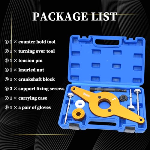 8pcs Vibration Damper Holding Tool Crankshaft Pulley Removal Shock Absorber, Compatible with Audi, Seat, Skoda, VW 1.8/2.0 4V TFSI EA888 Gen 1/2/3, Replace T10531, With Carrying Case & Glove
