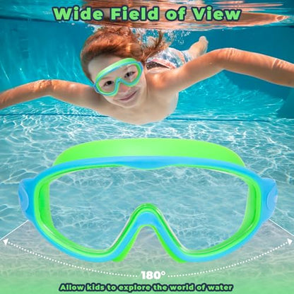 Keary 2 Pack Kids Swim Goggles for 3-15 UV Protection Anti-Fog Pool Water Swimming Goggles for Boys Girls Youth Toddler - color: Orange & Green