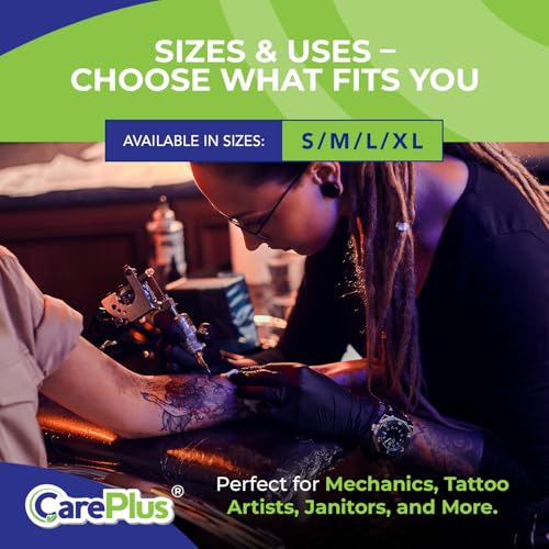 CARE PLUS Nitrile Gloves for Medical Use - Powder & Latex-Free - Black/Blue - S, M, L, XL - 100, 200, 1000 - color: Black, size: Large