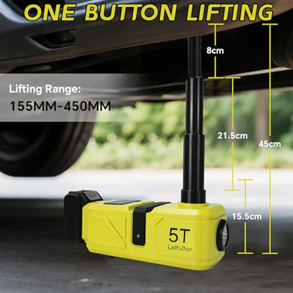 Cordless Electric Car Jack Kit for Dewalt 20V Battery, Cordless Remote Control 5 Ton Hydraulic Car Jack with LED Light for Sedan, SUV,MPV,Truck (NO Battery