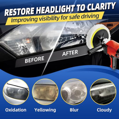 NASCA Headlight Restoration Kit, Car Headlight Cleaner and Restorer Kit | Removes Heavy-Duty Yellowing, Clouding & Scratches, Complete DIY Polishing Kit with Sanding Discs & Coating