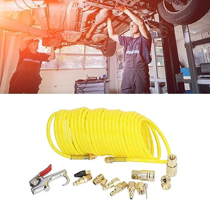 14PCS Air Compressor Kit with 1/4 Inch Quick Connector, Nylon Air Hose for 200 PSI, Air Tool Accessory Set Including Blow Gun for Automotive Repair and Cleaning