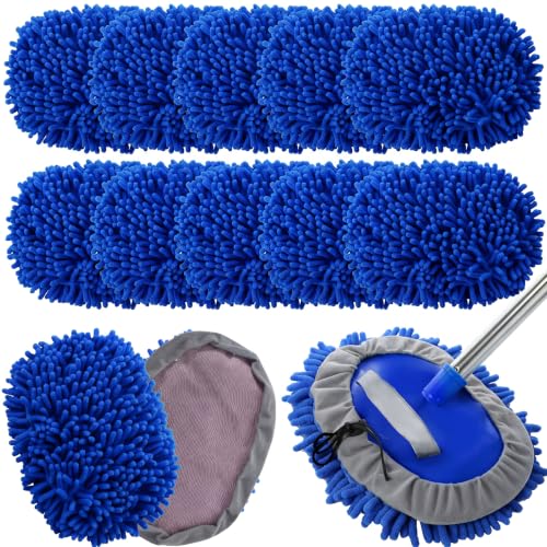 Layhit 10 Pcs Car Wash Mitt Set, Brush Not Included, Microfiber Mitt Cleaning Car Truck Washing Tools Kit RV Pickup Chenille Scratch Replacement (Royal Blue) - color: Royal Blue