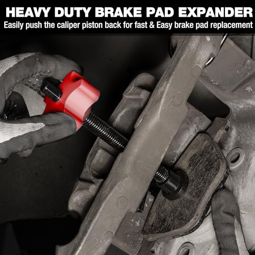 WORKPRO Heavy Duty Brake Caliper Compression Tool with 2 Caliper Hangers | Disc Brake Pad Spreader Tool for Compressing Inner Pad, Swivel Joint Brake Piston Compressor Tool for Cars & Light Trucks - size: Heavy Duty with 2 Hangers