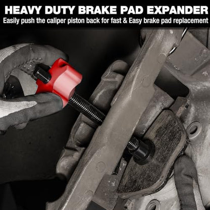 WORKPRO Heavy Duty Brake Caliper Compression Tool with 2 Caliper Hangers | Disc Brake Pad Spreader Tool for Compressing Inner Pad, Swivel Joint Brake Piston Compressor Tool for Cars & Light Trucks - size: Heavy Duty with 2 Hangers