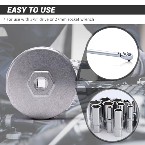 74mm 14Flutes Oil Filter Cap Wrench Removal Tool Socket Compatible with Mercedes Benz, Audi, Sprinter, VW, Porsche, Volkswagen, Mazda, Silver Heavy-Duty Aluminum - style: Aluminum