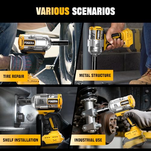 Cordless Impact Wrench 1/2 Inch - Compatible with Dewalt 20V Batteries, 1100 Ft-lbs (1500N.m) High Torque Impact Driver, Brushless Impact Gun with 3 Speed Modes & LED Light (Battery Not Included)