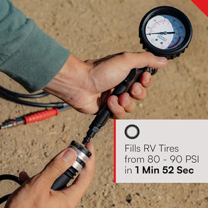 VIAIR 400P-RV EF Enhanced Flow - 40144 12V Tire Inflator Portable Air Compressor with RV Inflation Gun, 90 Degree Chuck | 33% Duty Cycle @ 100 PSI, Max Pressure 150 PSI (SAE, Alligator Clips) - style: Enhanced Flow Portable
