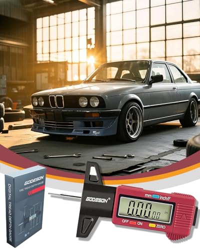 GODESON Tire Tread Depth Gauge, Digital Tire Thread Depth Gauge with 3 Modes-32NDS, 1 Inch and 25.4MM, Large Screen & Color Scale Code Easy to Read,Suitable for Motors, Cars, SUV (Red) - color: Red