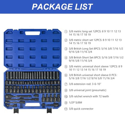 Air Tool and Accessories Kit, 67 Pieces Steel Black,Blue 67-Piece Pneumatic kit Garage, Shop Portable & widely Applicable