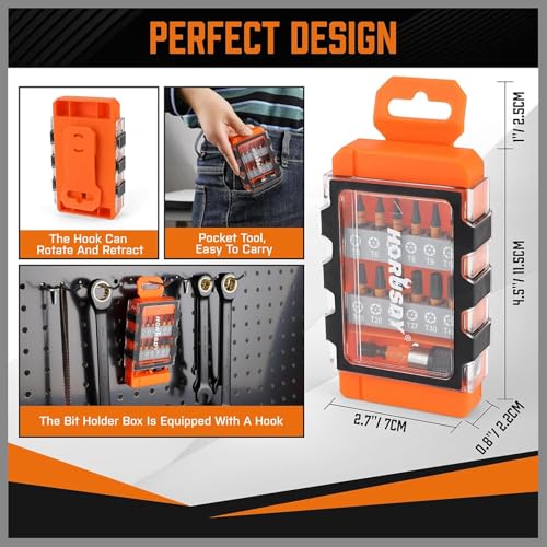 HORUSDY Tamper Proof Torx Bit Set, 13-Pieces T5-T40 Security Torx Bits with Magnetic Tips, Torque Star Bits with 2.1" Self-locking Quick Change and Storage Box, S2 Steel - style: New Version