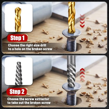 30PCS Screw Extractor Set & Bolt Extractor Set, Left Hand Drill Bit Set, Easy Out Extractor Set，Stripped Bolt Remover Tools，Cobalt HSS Steel Kit for Damaged, Rounded-Off Bolts, Screws, Nuts, Studs - size: 30PCS
