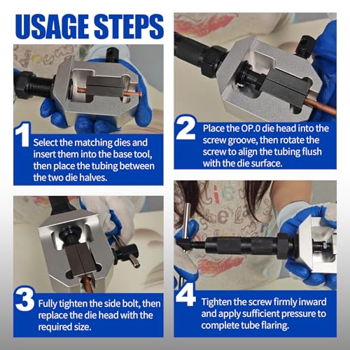 LainKeen 24pcs Hydraulic Brake Line Flaring Tool Kit for 45 and 37 Degree Single, Double and Bubble Flares, Tubing Flaring Tool Set with 15 Dies for 3/16", 1/4", 5/16", 3/8’’ Tubes