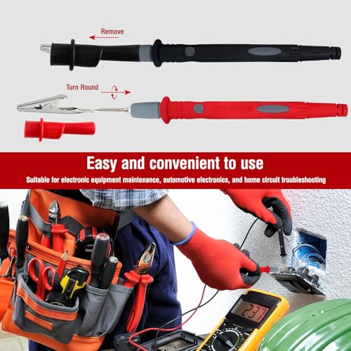 Professional Multimeter Test Leads Kit,Extra-Long Silicone Meter Leads 1000V 20A, High Temperature, Freeze & Tear Resistant for Fluke, Klein,AstroAI, Interchangeable Hard & Soft Probe Tips
