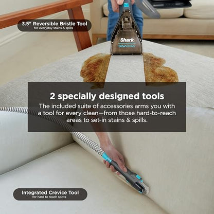 Shark StainStriker Portable Carpet and Upholstery Cleaner with On Board Self Clean, Spot, Stain and Odor Eliminator, 2 Tools, 2 Solutions, Charcoal, PX221BRN - style: StainStriker + 2 Tools
