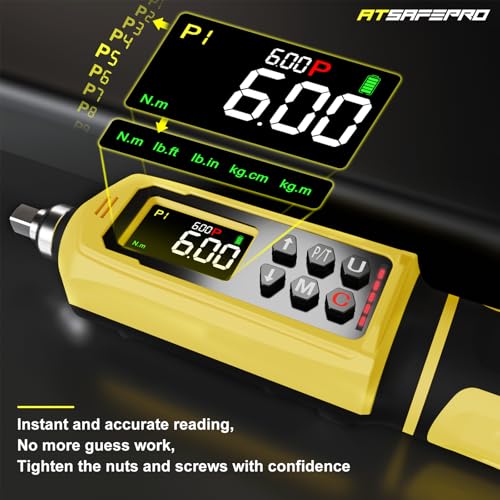 ATsafepro Digital Torque Screwdriver Set, 0.8-53.1 in-lbs/0.09-6 Nm, 45 PCS 1/4" Inch Pound Torque Wrench Screwdriver with Buzzer, LED Indicator, 9 Preset Modes, ±2% Accuracy for Precision Work - style: Digital - 0.8-53.1 in-lbs/0.09-6 Nm