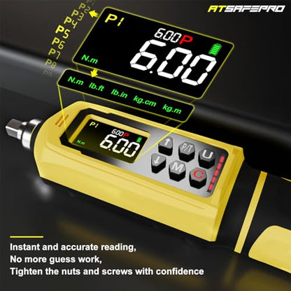 ATsafepro Digital Torque Screwdriver Set, 0.8-53.1 in-lbs/0.09-6 Nm, 45 PCS 1/4" Inch Pound Torque Wrench Screwdriver with Buzzer, LED Indicator, 9 Preset Modes, ±2% Accuracy for Precision Work - style: Digital - 0.8-53.1 in-lbs/0.09-6 Nm