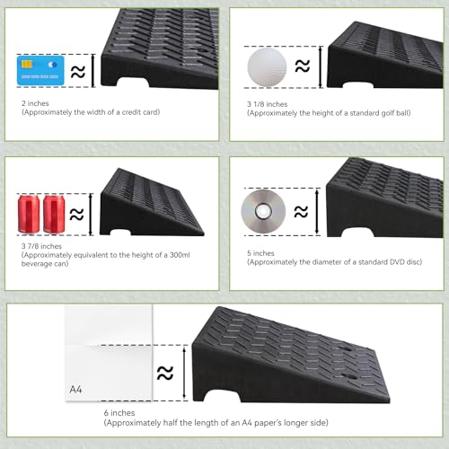 TNMT 2 Pack Curb Ramps for Driveway, 3 1/8" Height Rise Rubber Threshold Ramp for Wheelchair 3300 lbs Capacity, Shed Ramps for Riding Mower, Garage Ramp for Motorcycle, Loading Dock - size: 3 1/8" Rise