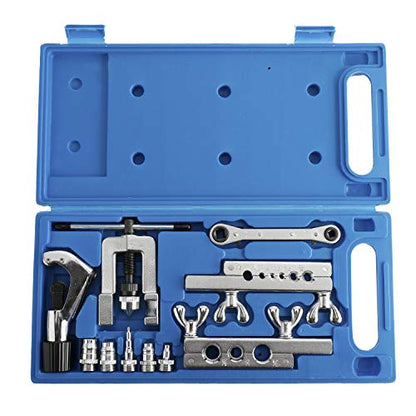 YAETEK Swaging Tool Kit – Flaring Tool Kit - Tube Cutter Rachet Wrench Swag Tool - 45 Degree Brake Line Tubing Brass Aluminum Copper Extrusion 1/8" to 3/4" for HVAC Water Gas Pipe Automotive Plumbing