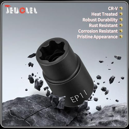 EP Socket EP11, 6 Point 3/8” Dr Female External E-Torx Plus Socket | EP Socket, Female External, E-Torx Plus Socket, External, Cr-V Steel, High Deformation Prevention - size: EP11