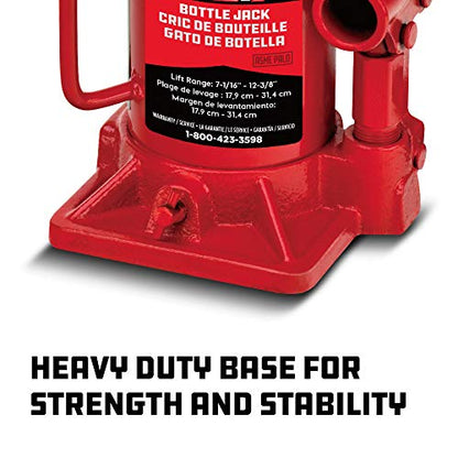 Powerbuilt Heavy Duty 12-Ton Bottle Jack, 24000-Pound Capacity Hydraulic Car Lift, Vehicles, Trucks, Red 647502 - size: 12 Ton, Shorty