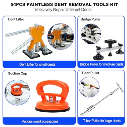 116PCS Car Dent Puller Kit, PDR Tool Kit with Glue Gun, Suction Cups, Bridge Puller & T-Bar Puller, Paintless Dent Repair for Trucks, SUVs, Complete Auto Body Tools for Shop & Advanced DIY User