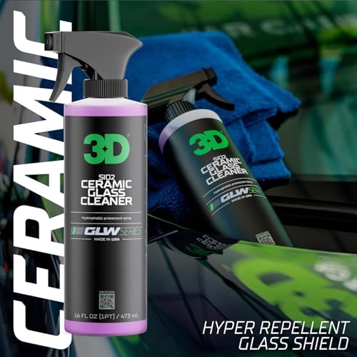 3D SiO2 Ceramic Glass Cleaner, GLW Series | Water & Rain Repellent | All-Weather Protective Ceramic Glass Cleaner | Safe for Tinted, Non-Tinted Windows & Mirrors | DIY Car Detailing | 16 oz - size: 16 Fl Oz (Pack of 1)