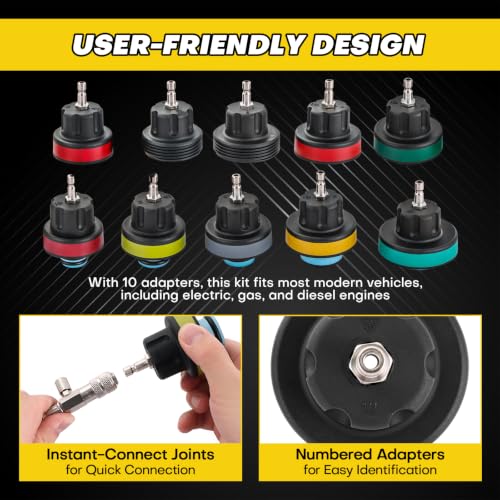 18PCS Radiator Pressure Tester Kit | Coolant Pressure Tester Kit, Radiator Pressure Pump, Cooling System Leak Tester, Auto Coolant Vacuum Purge Head Gasket