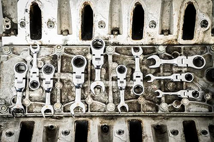 GEARWRENCH 10 Piece 90-Tooth 12 Point Stubby Flex Combination Ratcheting Wrench Set, Metric | 10mm - 19mm | 86870 - style: 10 Piece