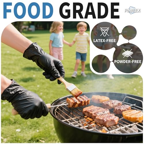 FINITEX Black Nitrile Disposable Medical Exam Gloves - 100/1000 PCS 6.3mil Powder-Free Latex-Free Food Gloves - color: Black (X-large 1000)