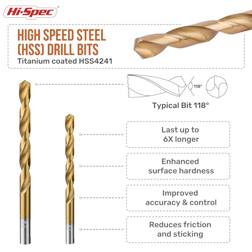 Hi-Spec Screw Extractors & HSS Drill Bit Set Easy Out Studs and Bolts | 10pc, faster bit changes, labeled storage, cleaner drilling and driving, portable case, workshop-ready layout, quick setup