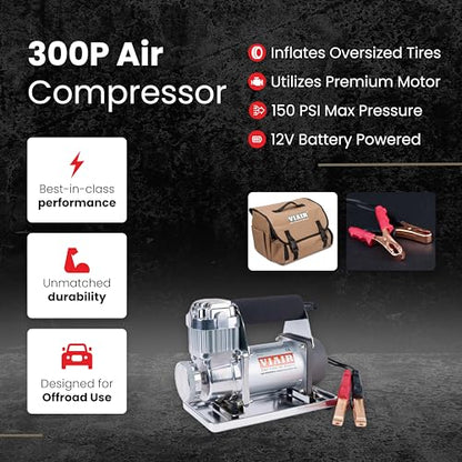 VIAIR 300P - 30033 Tire Inflator Portable Offroad Air Compressor for Truck & SUV, 12V On/Off Road Tire Pump Air Compressor Portable Heavy Duty 150 PSI - style: Air Compressor Kit