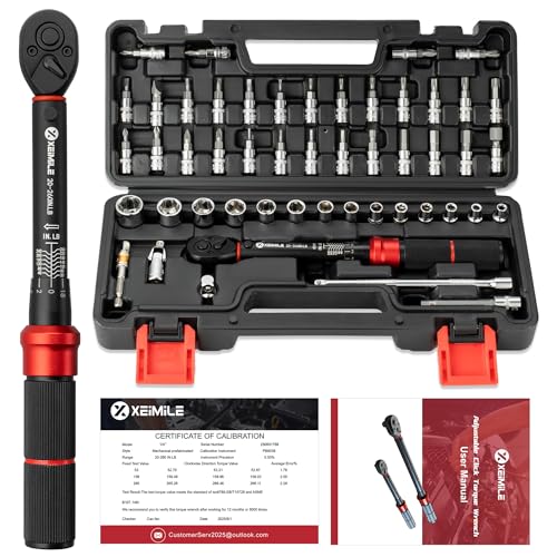 51Pc 1/4"Drive Torque Wrench Set 20-260In.Lb for Bicycle Motorcycle | Inch Pound Click Bike Torque Wrench(2.3-29.4Nm),72T Dual Direction 3% Precision,Small Torque for Car,Lug Nut,Gunsmithing DIY - size: 1/4"DR.20-260In.Lb TW Set