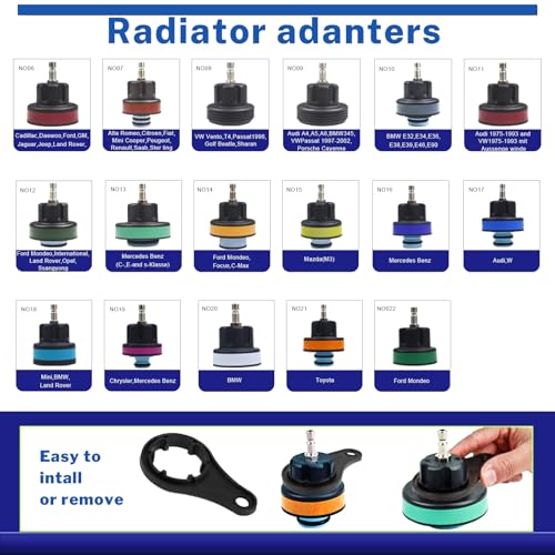 28 Pcs Universal Radiator Pressure Tester Kit,Coolant Pressure Tester kit with 13 Radiator Adapters,Precise Coolant Leak Detector for All Vehicle Cooling System - size: 28PCS