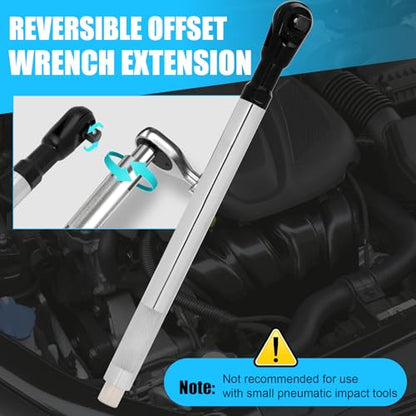Offset Extension Wrench, 1/2'' Electric Offset Extension for Tight Spaces - 3 in 1 Manual/Electric/Pneumatic Wrench that Can Be Switched, Suitable for Use in Any Narrow Spaces - color: Wrench+adapter