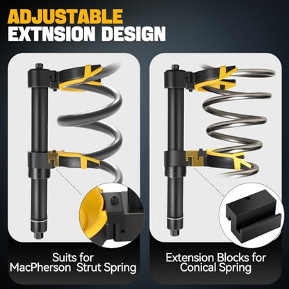 Auto Dynasty Strut Spring Compressor Kit, Universal Interchangeable Fork Strut Coil Extractor Remover Tool, Macpherson Strut Spring Compressor Kit with Protective Cap and Storage Case
