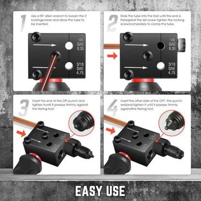 DNA Motoring 7pcs Universal Brake Line Double Flaring Tool for 3/16'' and 1/4'' SAE,Flaring Tool,Creates 45° Single,Double & Bubble Flares,Flare Tool for Vehicle Brake & Hydraulic Lines, TOOLS-00807 - style: 7pcs for 3/16'', 1/4'' SAE