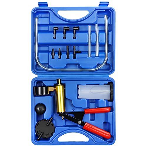 JoyFans 2 in 1 Hand Vacuum Pump Brake Bleeder Kit, One-Man Brake Clutch Fluid Power Steering Fluid Bleeding System Tester Tool for Automotive Motorcycle Car & Kitchen Food Sealing Use (Blue) - color: Blue