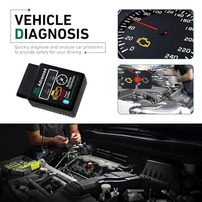 Car OBD2 Bluetooth Diagnostic Tool, Vehicle Code Monitoring Scanner, Fault Code Reset Clear Tools, Universal for iOS & Android & Windows (Black)