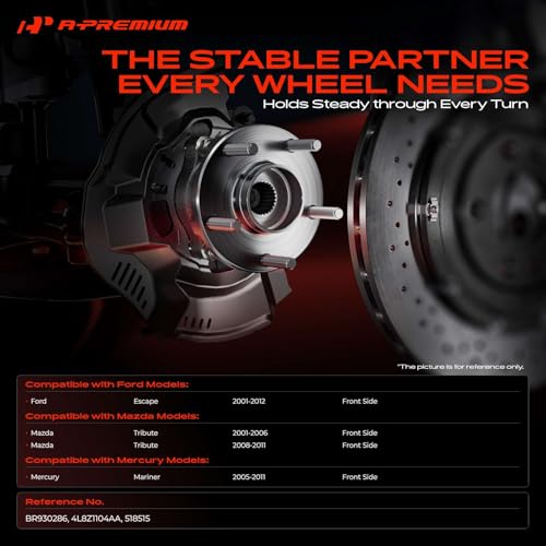 A-Premium Front Wheel Bearing and Wheel Hub Kit Compatible with Ford Escape 2001-2012 & Mazda Tribute 2001-2006, Tribute 2008-2011 & Mercury Mariner 2005-2011, with 5-Lug
