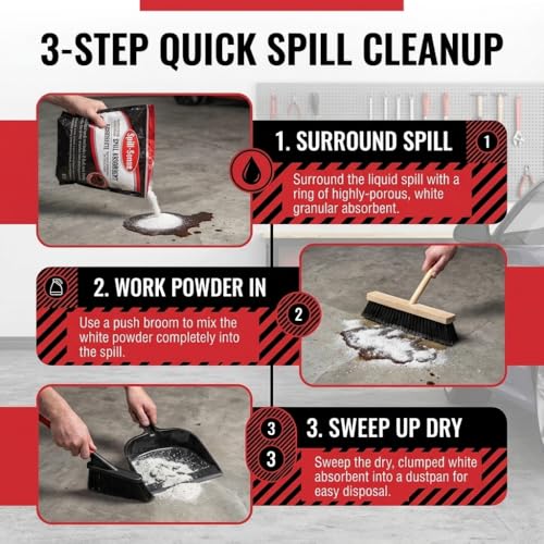 Fast-Acting Universal Spill Absorbent Granules, 4 lbs – Oil, Fuel, Grease, Solvent & Chemical Cleanup, Sweeps Up Dry, No Residue