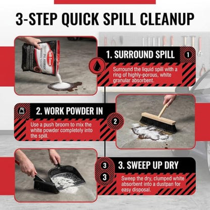 Fast-Acting Universal Spill Absorbent Granules, 4 lbs – Oil, Fuel, Grease, Solvent & Chemical Cleanup, Sweeps Up Dry, No Residue