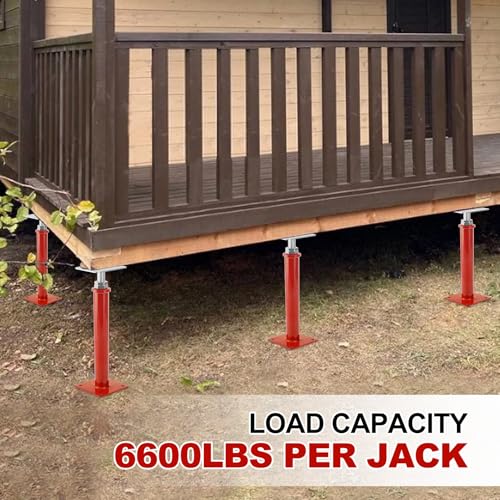 House Floor Jacks for Leveling, 16.5-20.5" Screw Jacks Post 6600lbs | Basement Floor Jacks for Crawl Space, 4 Pack, Red - size: 4X