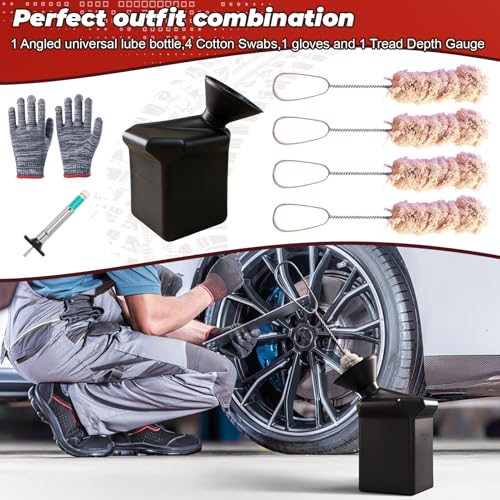 Angled Tire Lube Bucket Kit,for Coats Center Post Changers, 12.6" Length,1.25 Quart Capacity,with 4 Lube Swabs,Durable & Efficient Tire Mounting Lubricant Container for Professional Use-Black - size: Angled Tire Lube Bucket Kit-Black