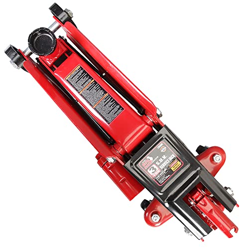Big RED TAM83006 Torin Hydraulic Trolley Service/Floor Jack with Extra Saddle (Fits: SUVs and Extended Height Trucks), 3 Ton (6,000 lb) Capacity, Red - size: 3 Ton (6,000 lb) with extra saddle, style: Steel